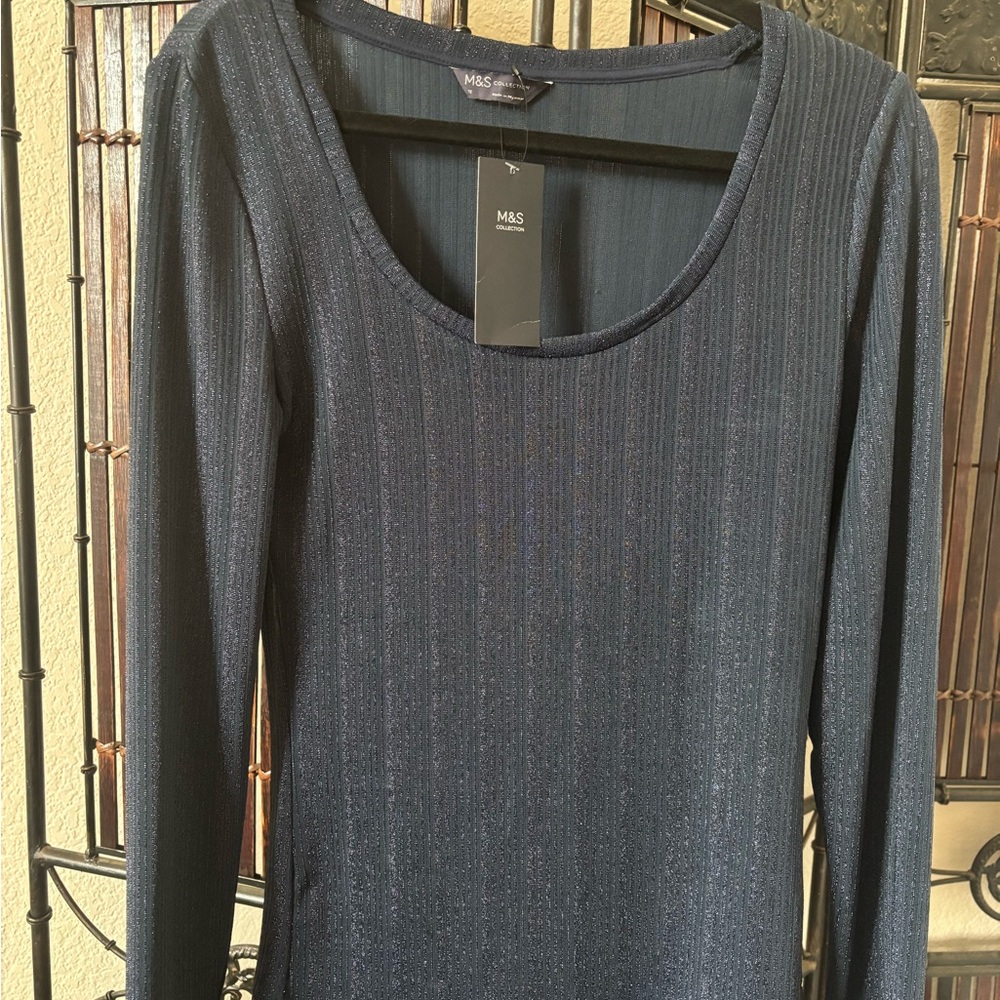 NWT M&S Studio Sparkle Navy Blue Women's Blouse